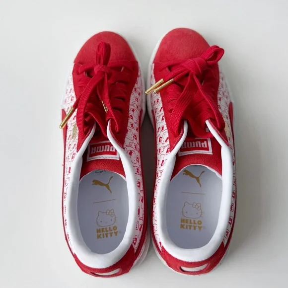 Hello Kitty Puma Suede Classic Sneakers Womens Size 7.5 Shoes Bright Red White - Picture 5 of 11